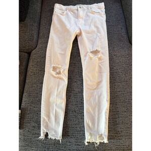 Free People White Distressed Skinny Jeans